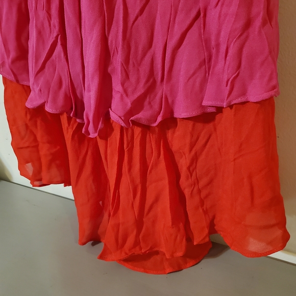 FARM Rio Wrap Skirt Pink and Red Ruffle Skirt - Picture 2 of 5